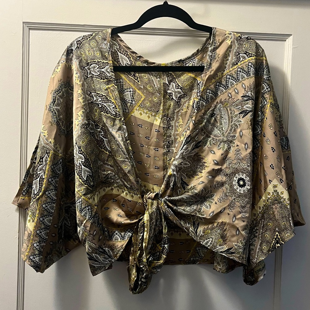SHEIN top crop shirt 1XL brown